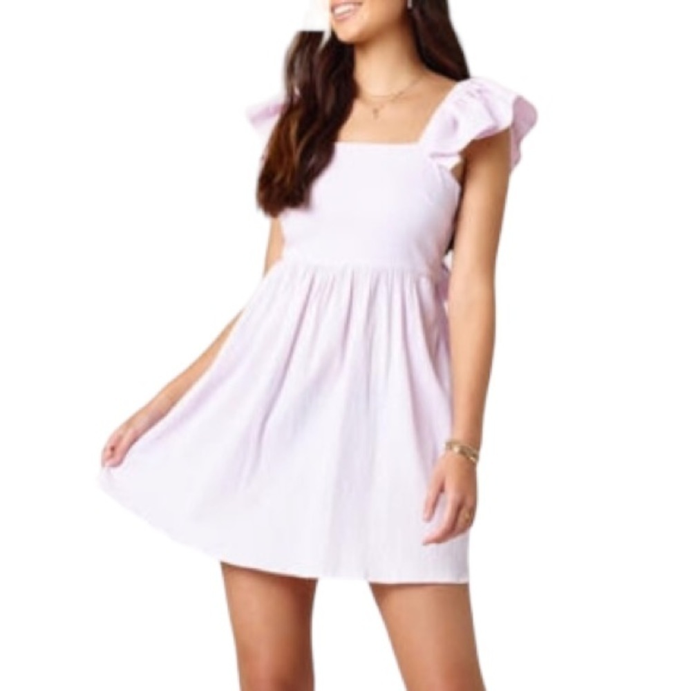 Francesca’s Kensie Flutter Sleeve A-Line Cotton Blend Dress | Size Medium